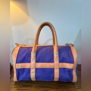 Vintage Y2K Marc Jacobs Canvas and Leather Boston Bag Satchel Purple